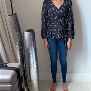 LOFT long sleeve floral blouse